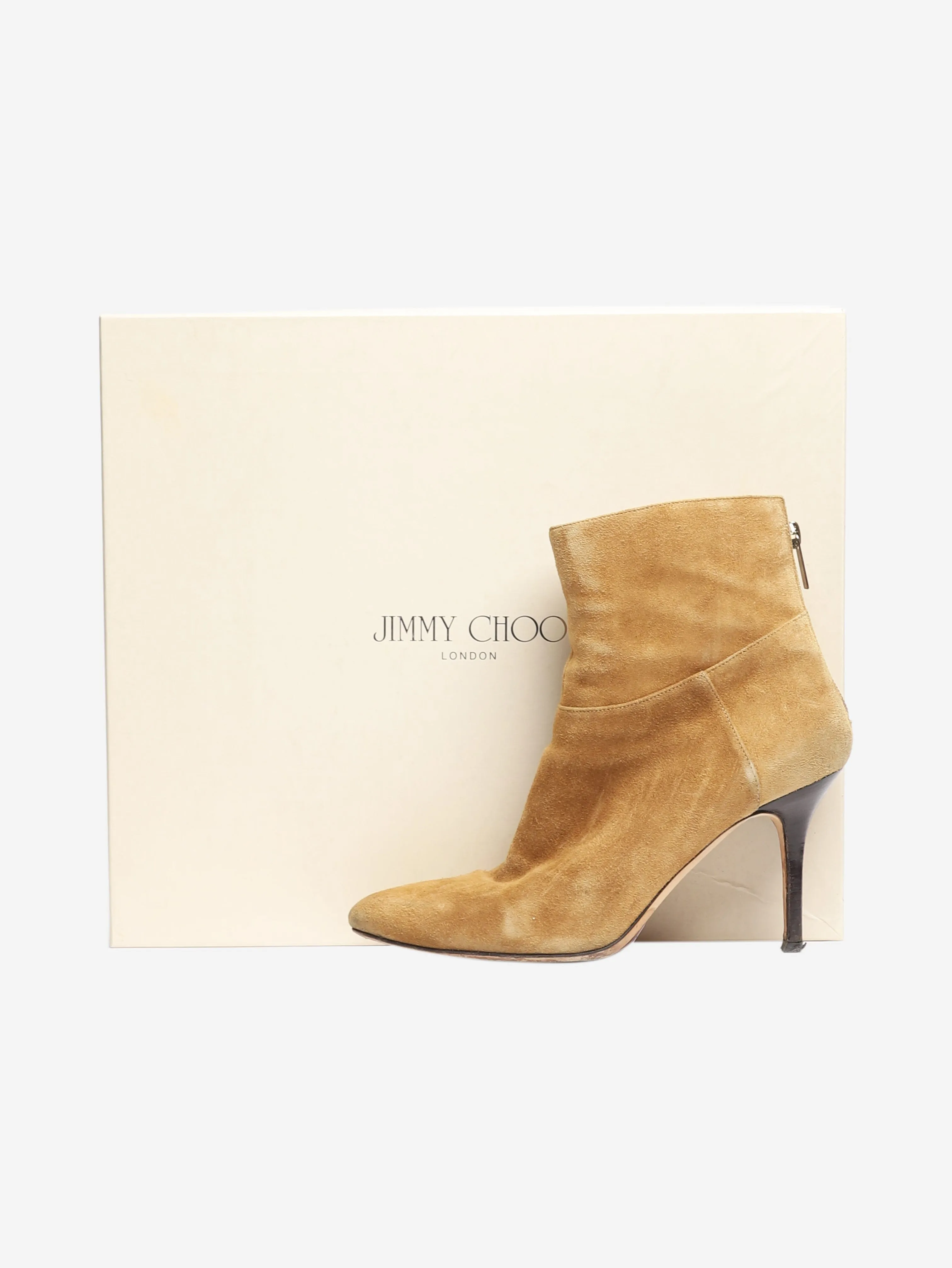 Beige suede ankle boots - size EU 38