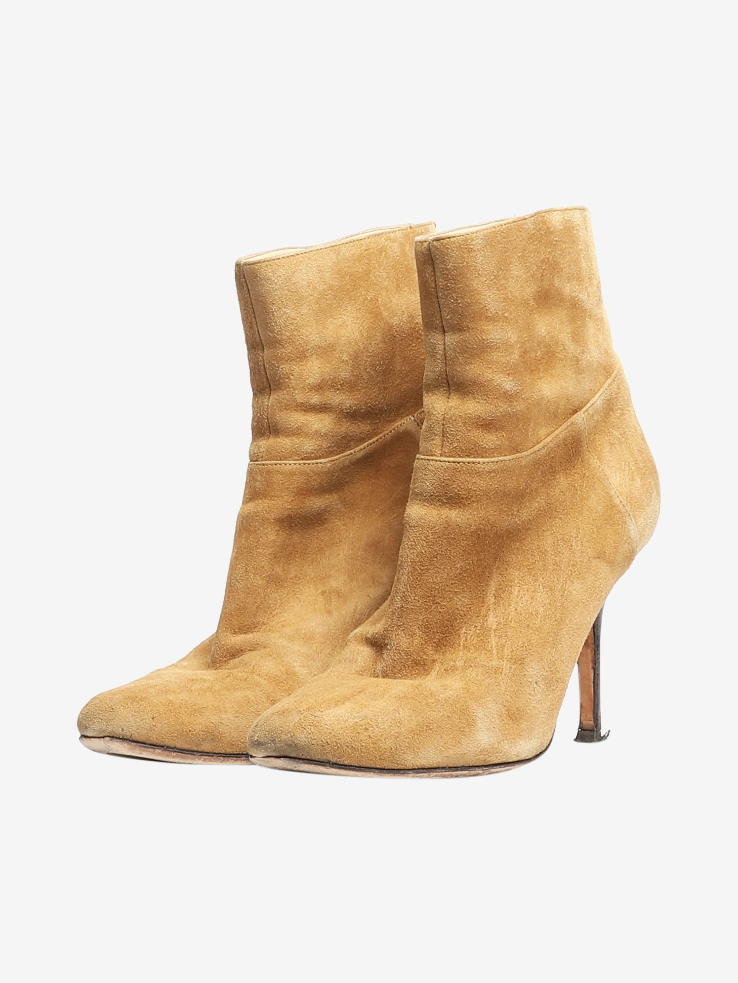 Beige suede ankle boots - size EU 38