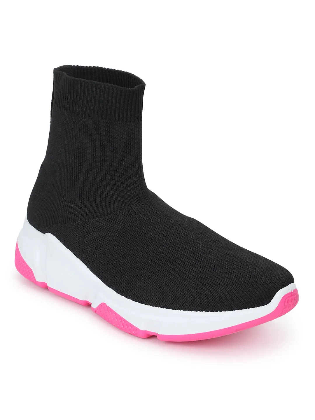 Black Fuschia Slip-On Sneakers (TC-RS3440-BLKFUC)