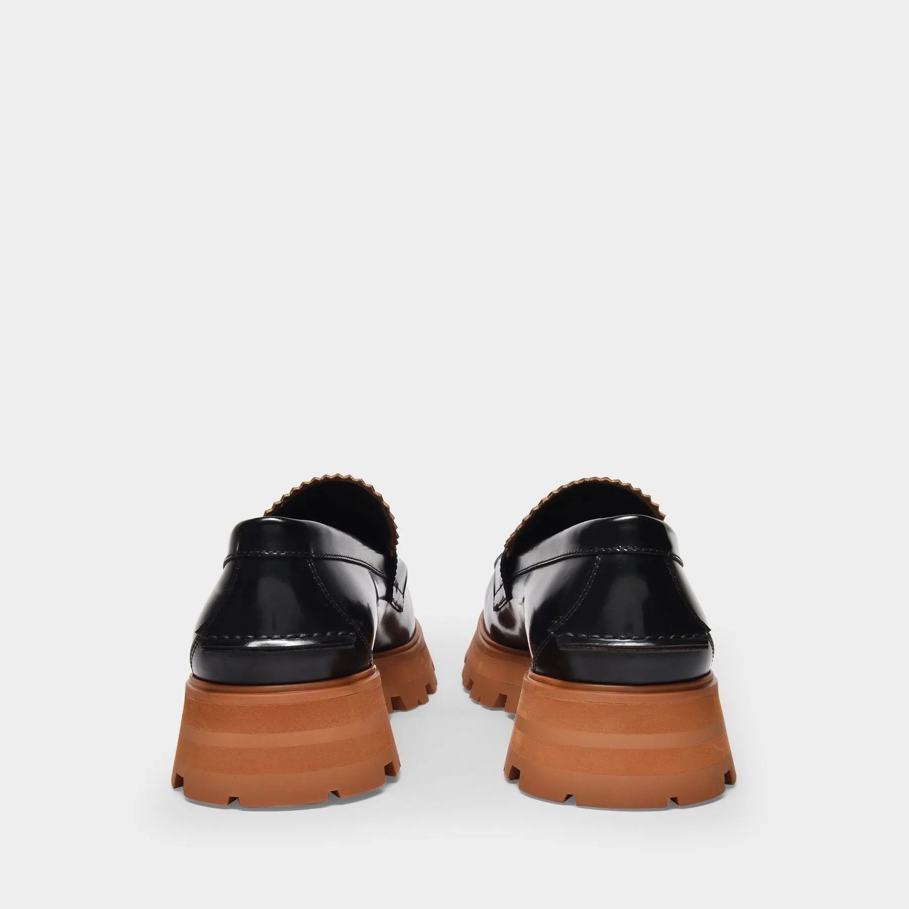 Black leather loafers