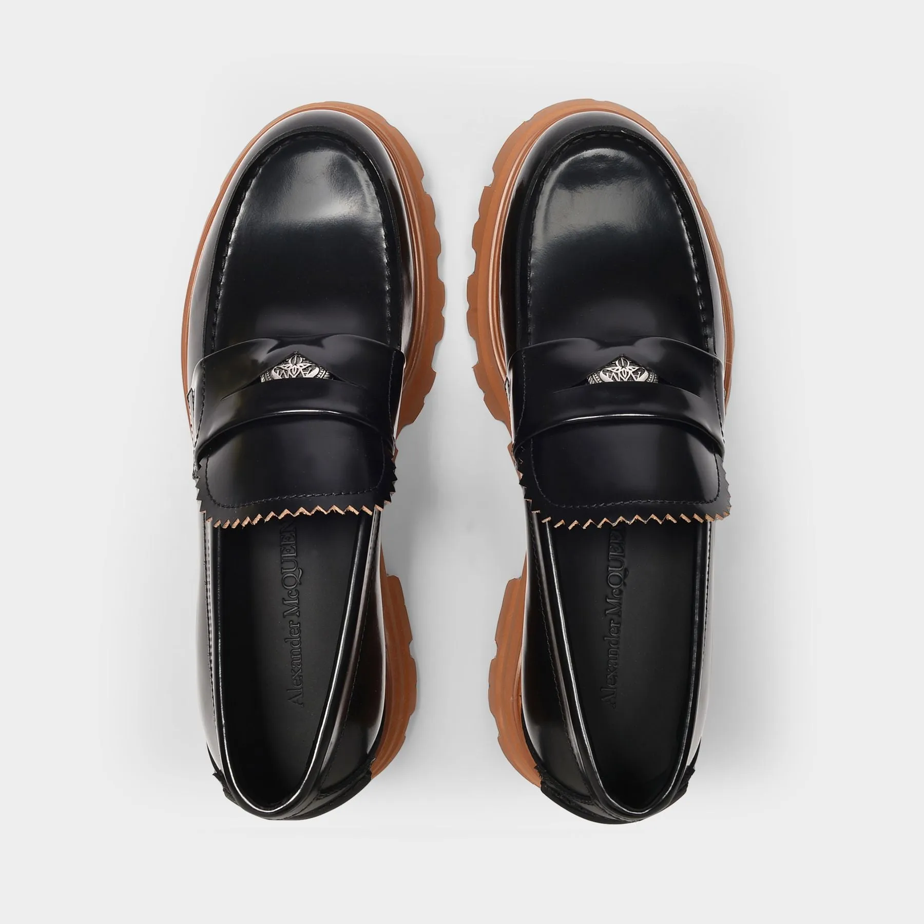 Black leather loafers