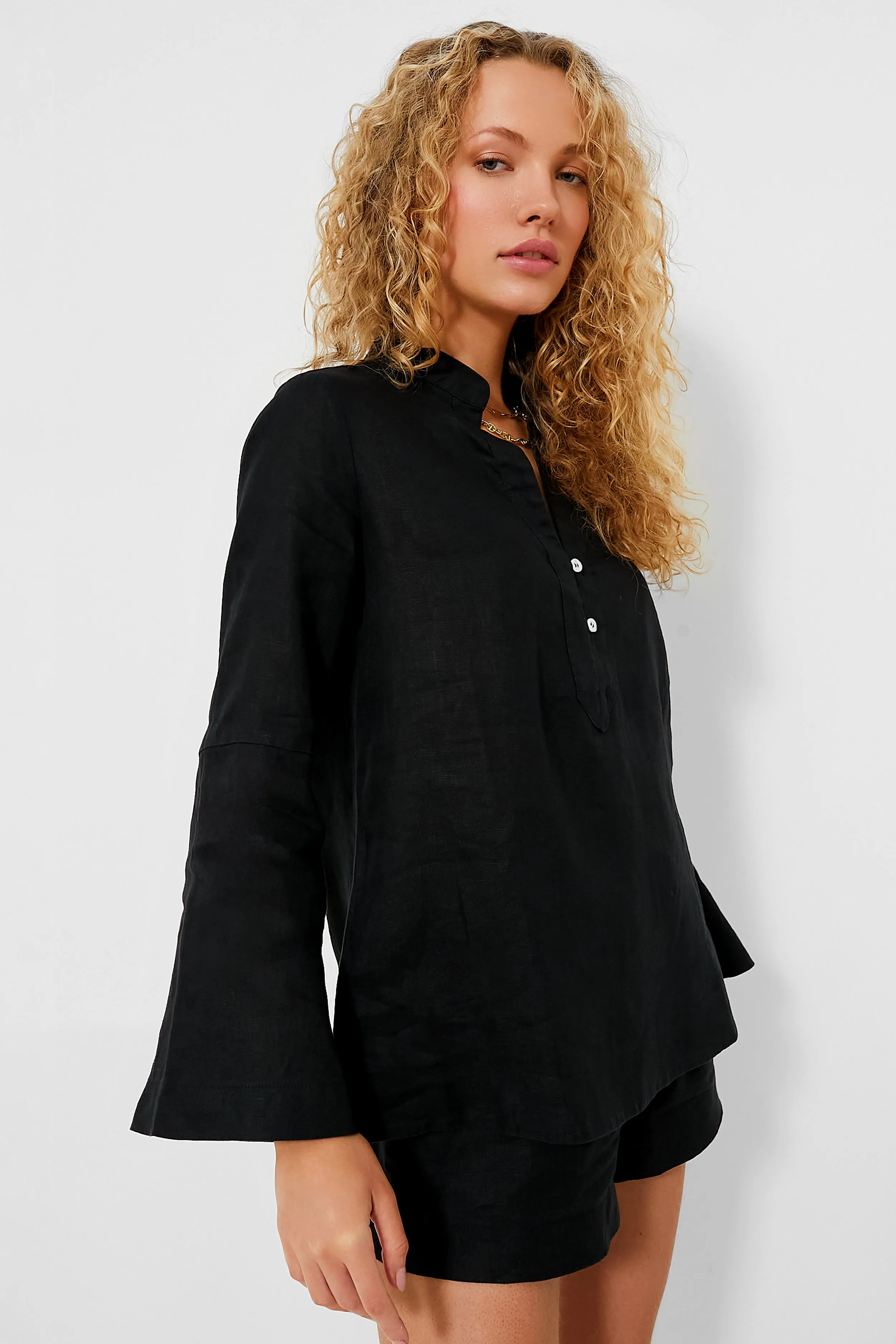 Black Linen Tatum Popover