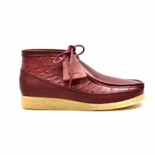 British Walkers Walker 100 Wallabee Boots Men's Burgundy Ostrich Leather