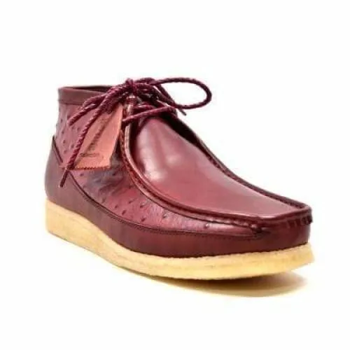 British Walkers Walker 100 Wallabee Boots Men's Burgundy Ostrich Leather