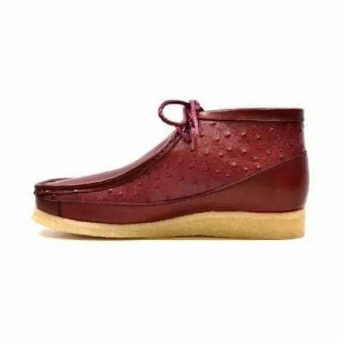 British Walkers Walker 100 Wallabee Boots Men's Burgundy Ostrich Leather