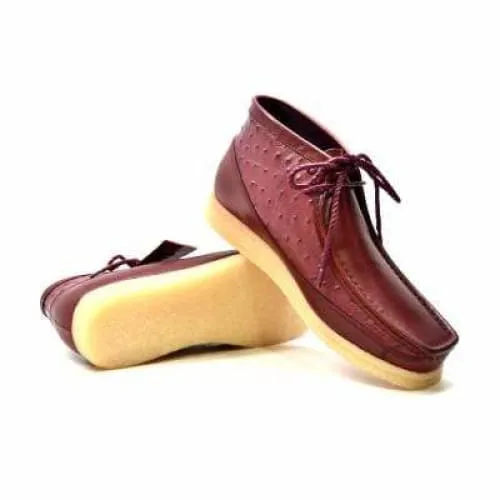 British Walkers Walker 100 Wallabee Boots Men's Burgundy Ostrich Leather