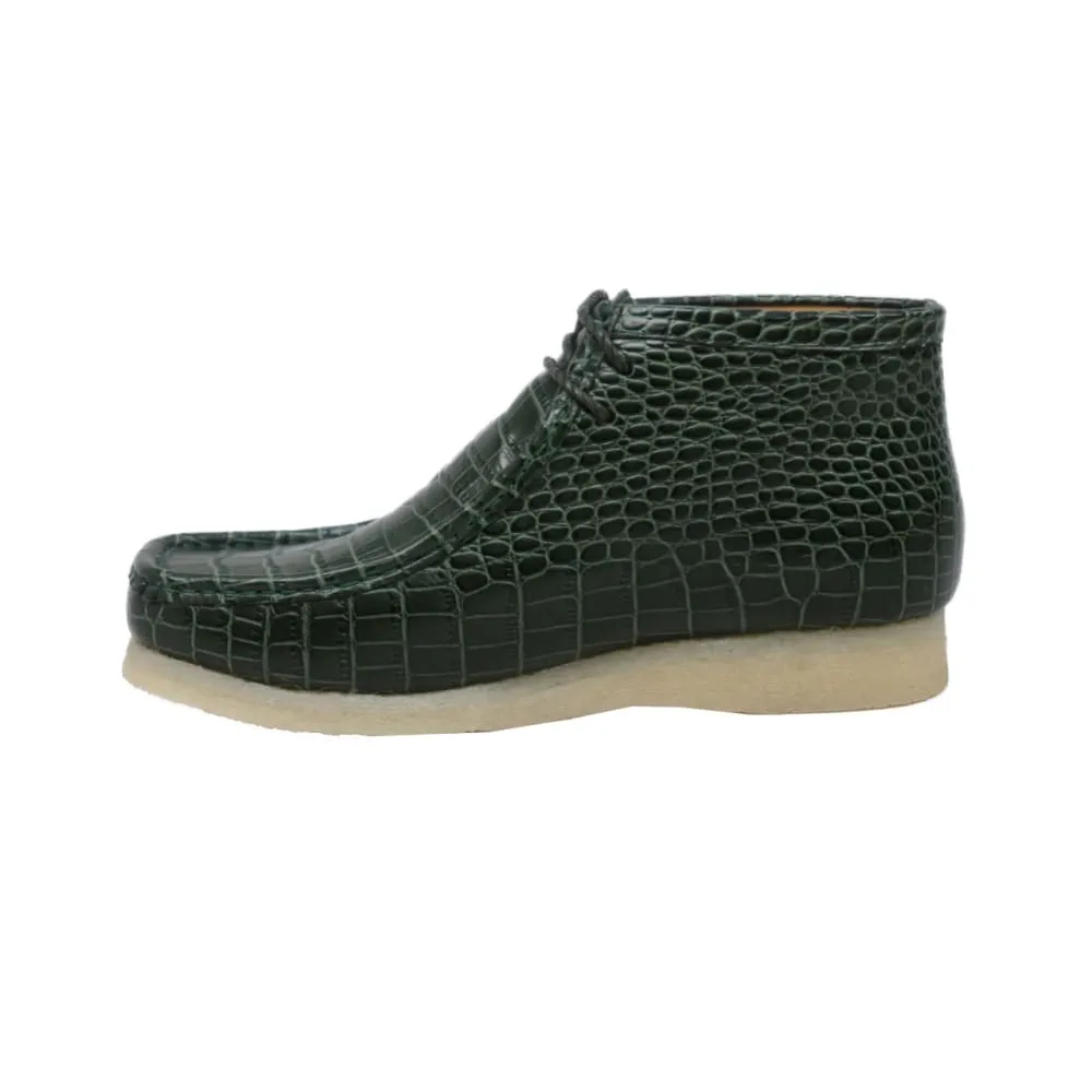 British Walkers Wallabee Boot Gators Men's Green Alligator Leather