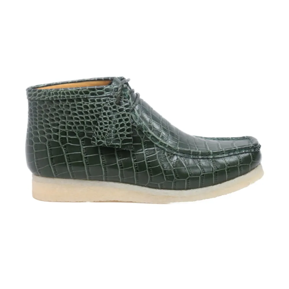 British Walkers Wallabee Boot Gators Men's Green Alligator Leather