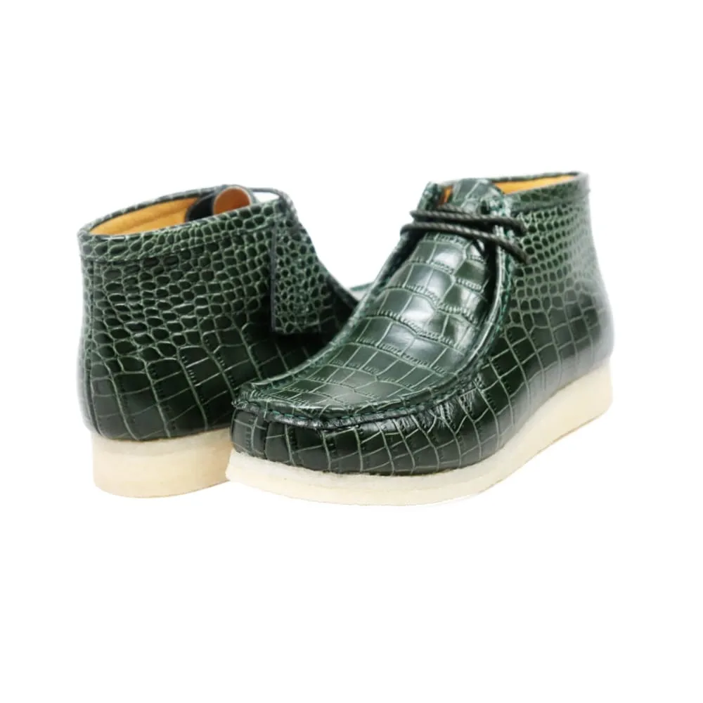 British Walkers Wallabee Boot Gators Men's Green Alligator Leather