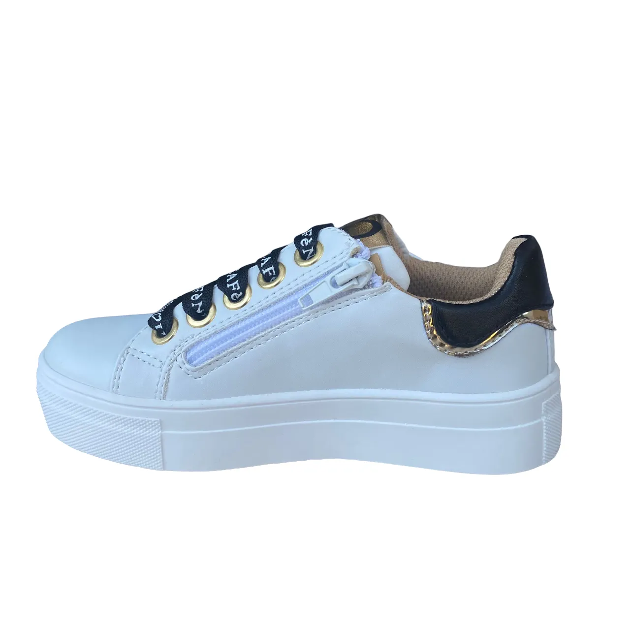 CafèNoir scarpa sneakers da bambina con cerniera laterale C-2281 C1738b bianco