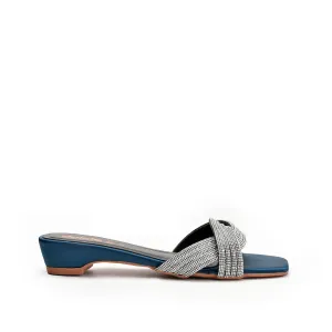 Chic Blue Strappy Heeled Flats | 548L-K