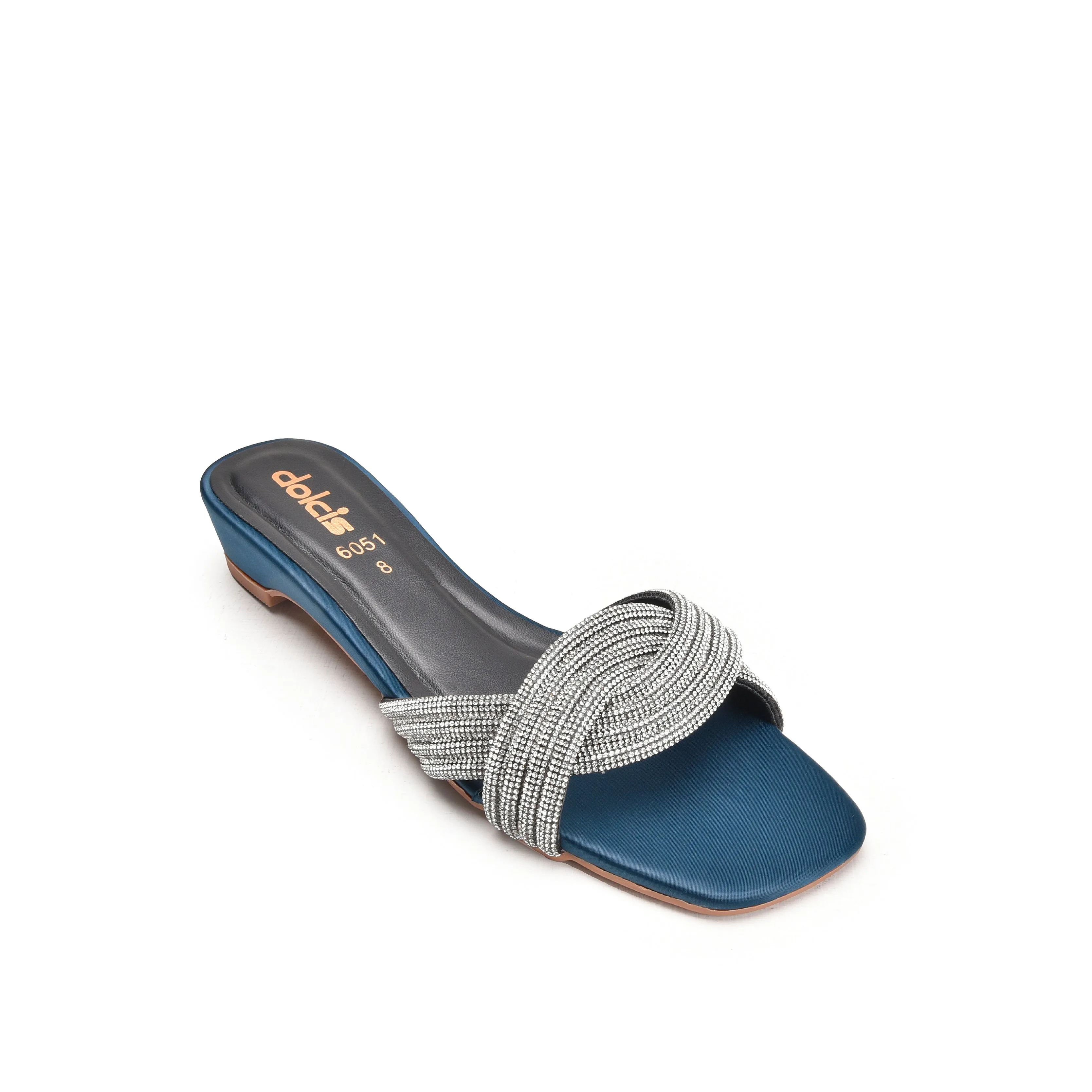 Chic Blue Strappy Heeled Flats | 548L-K