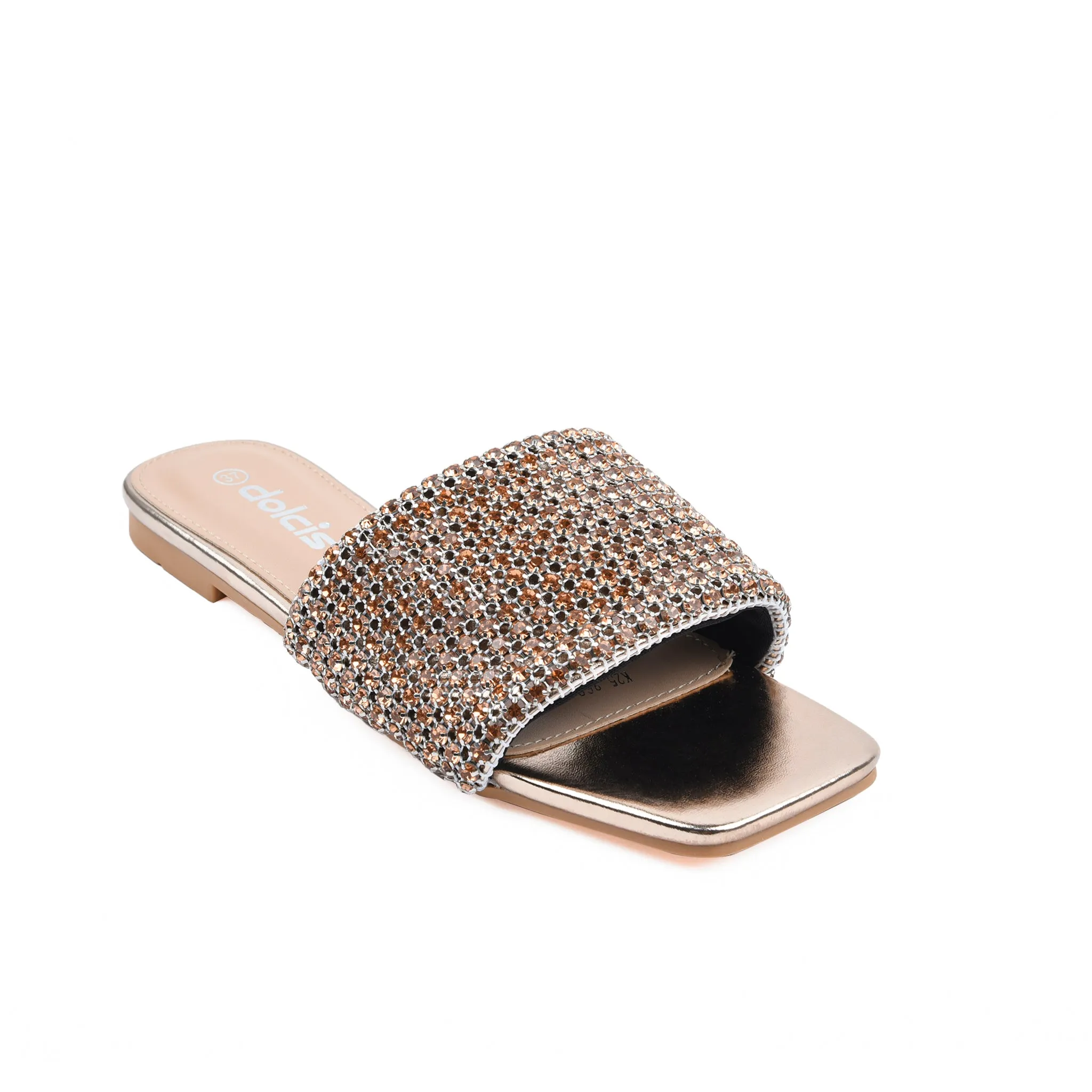 Chic Gold Embellished Flats | 590J-P