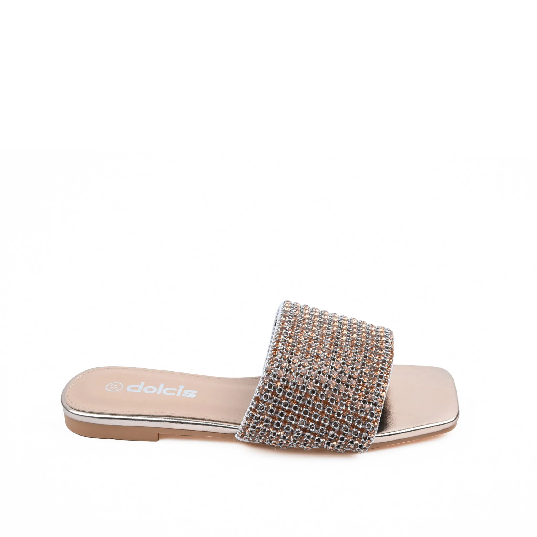 Chic Gold Embellished Flats | 590J-P