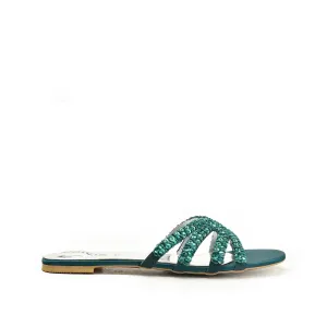 Chic Green Embellished Flats | 585J-K