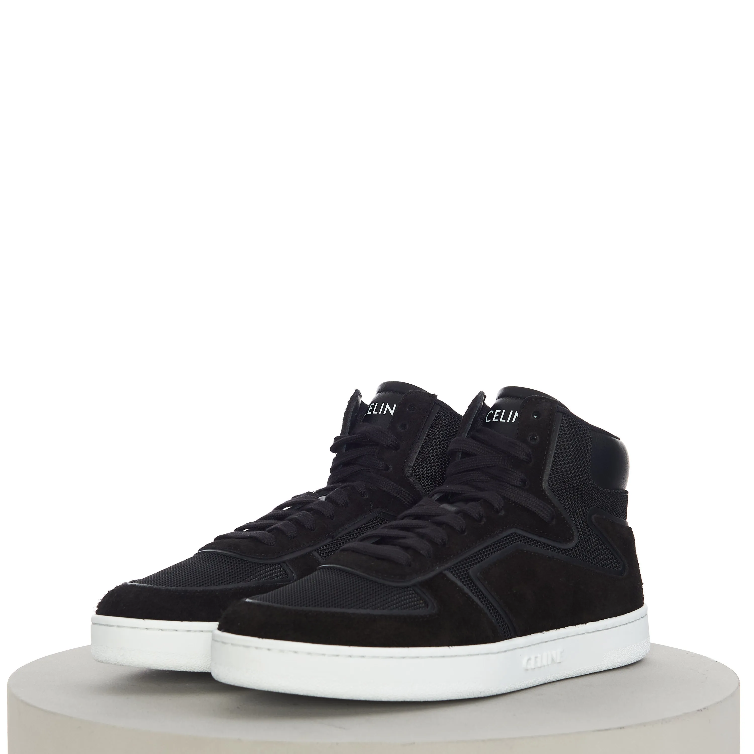 CT-01 "Z" High Top Sneaker In Black Calfskin & Mesh