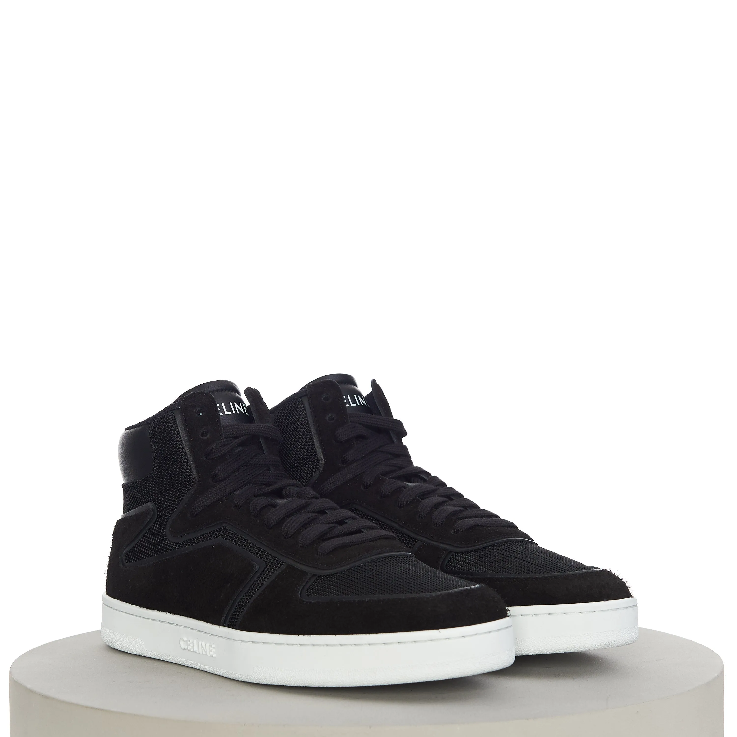 CT-01 "Z" High Top Sneaker In Black Calfskin & Mesh