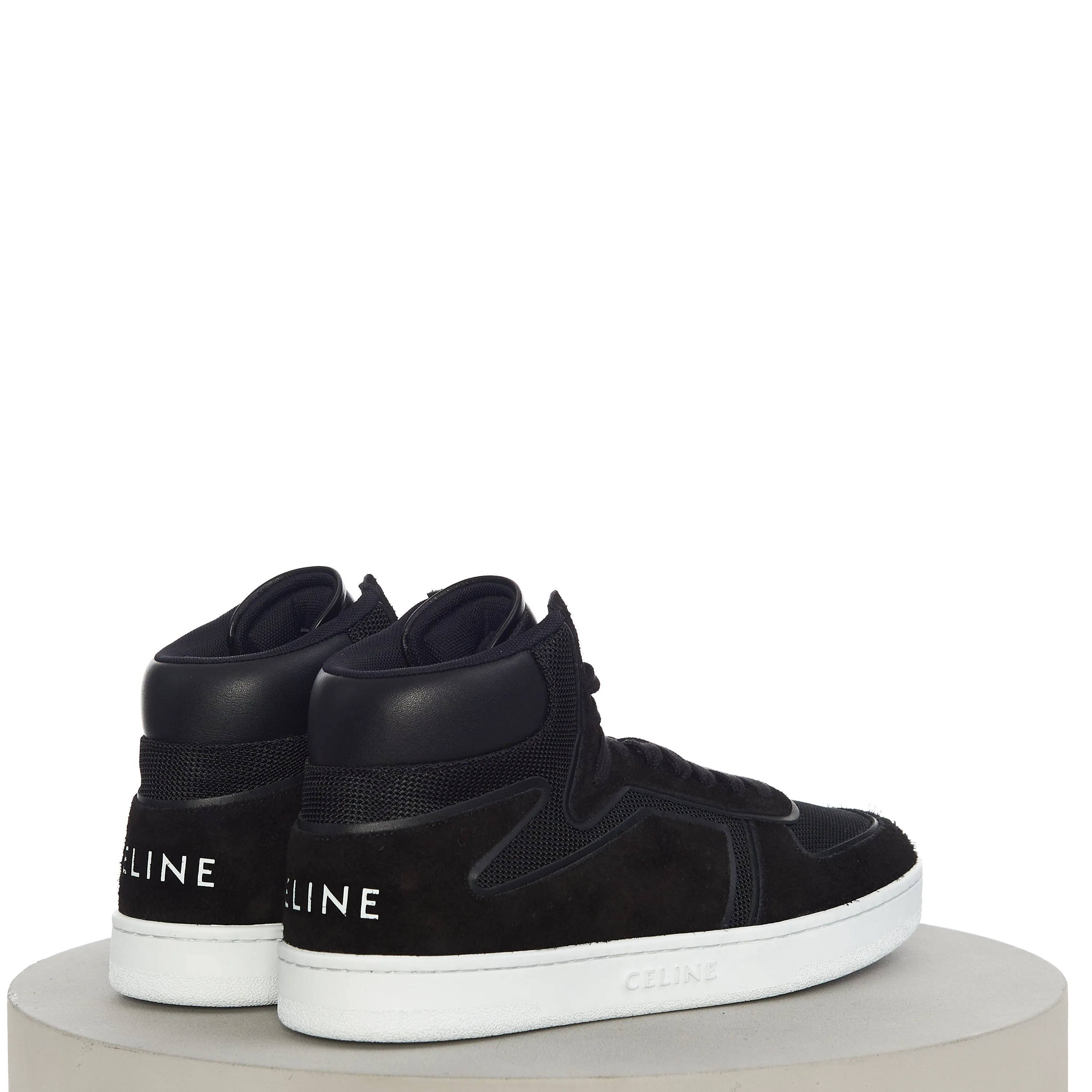 CT-01 "Z" High Top Sneaker In Black Calfskin & Mesh