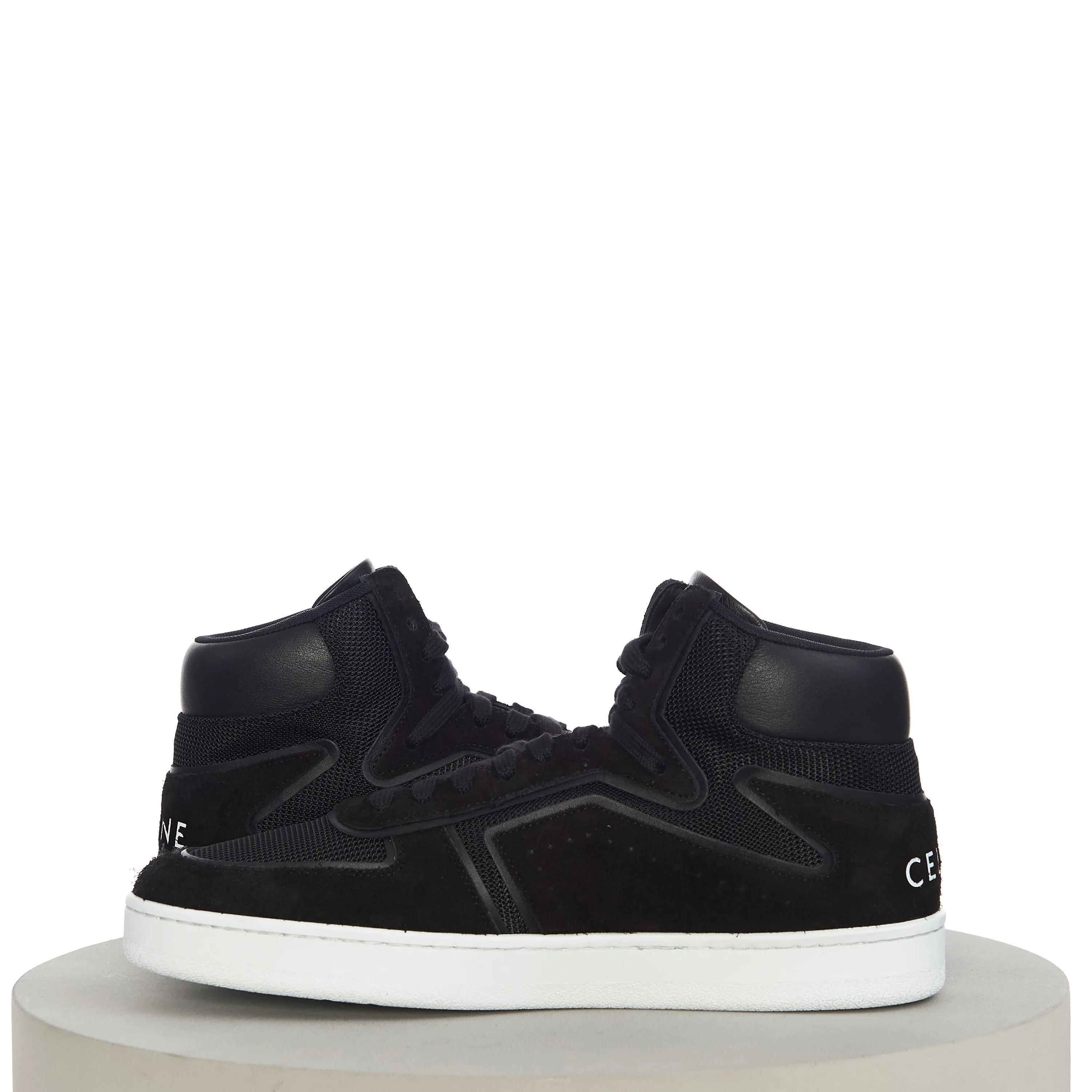 CT-01 "Z" High Top Sneaker In Black Calfskin & Mesh