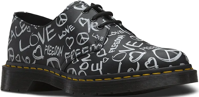 Dr. Martens 1461 Backhand Low Top Script Print White/Black