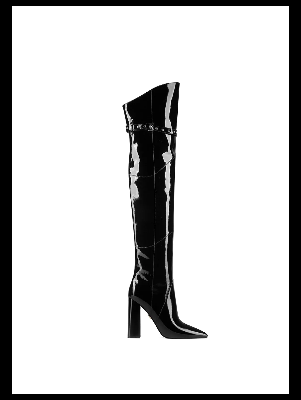 Fabfei patent leather sexy block high heeled over-the-knee boots - Domina