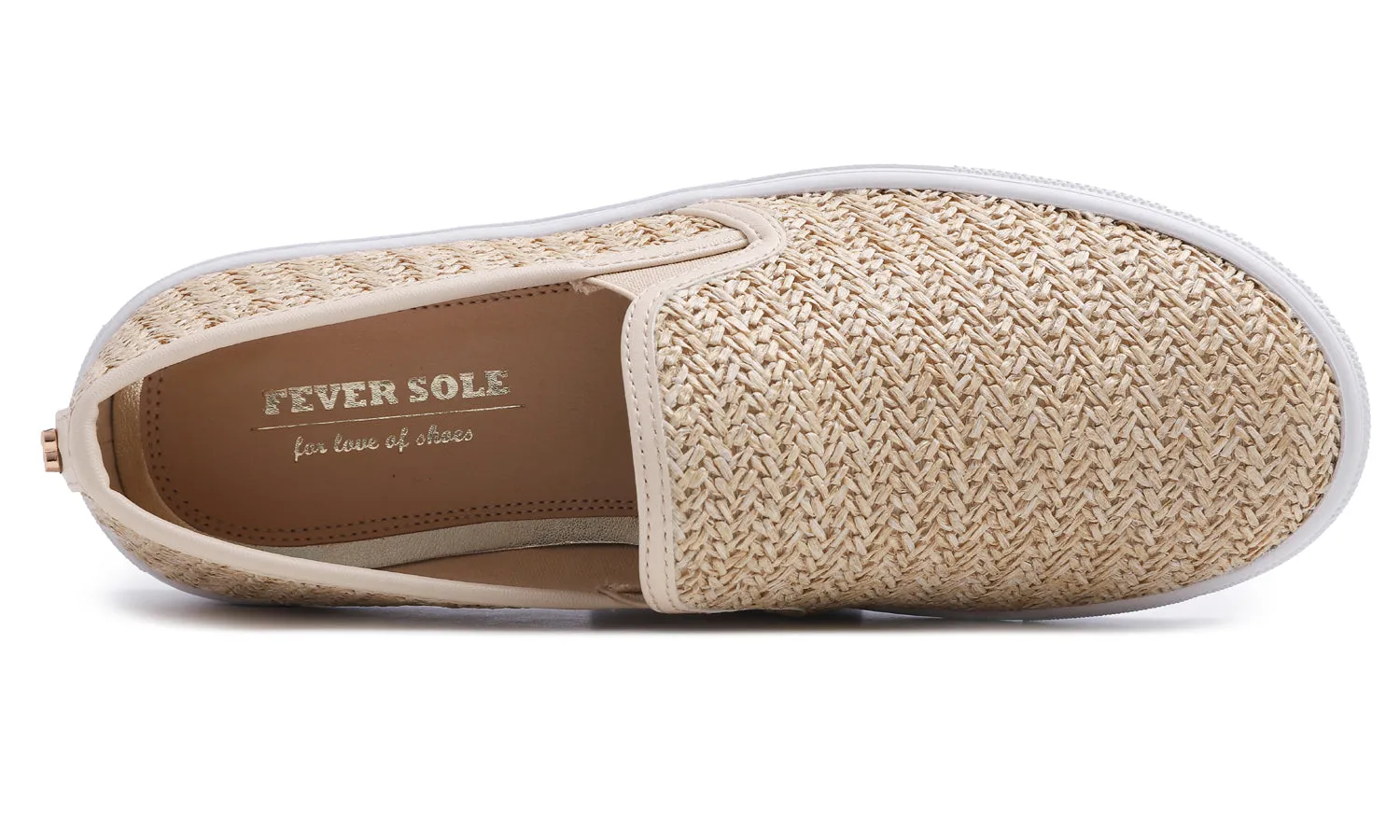 Feversole Women's Raffia Beige Slip On Sneaker Casual Flat Loafers