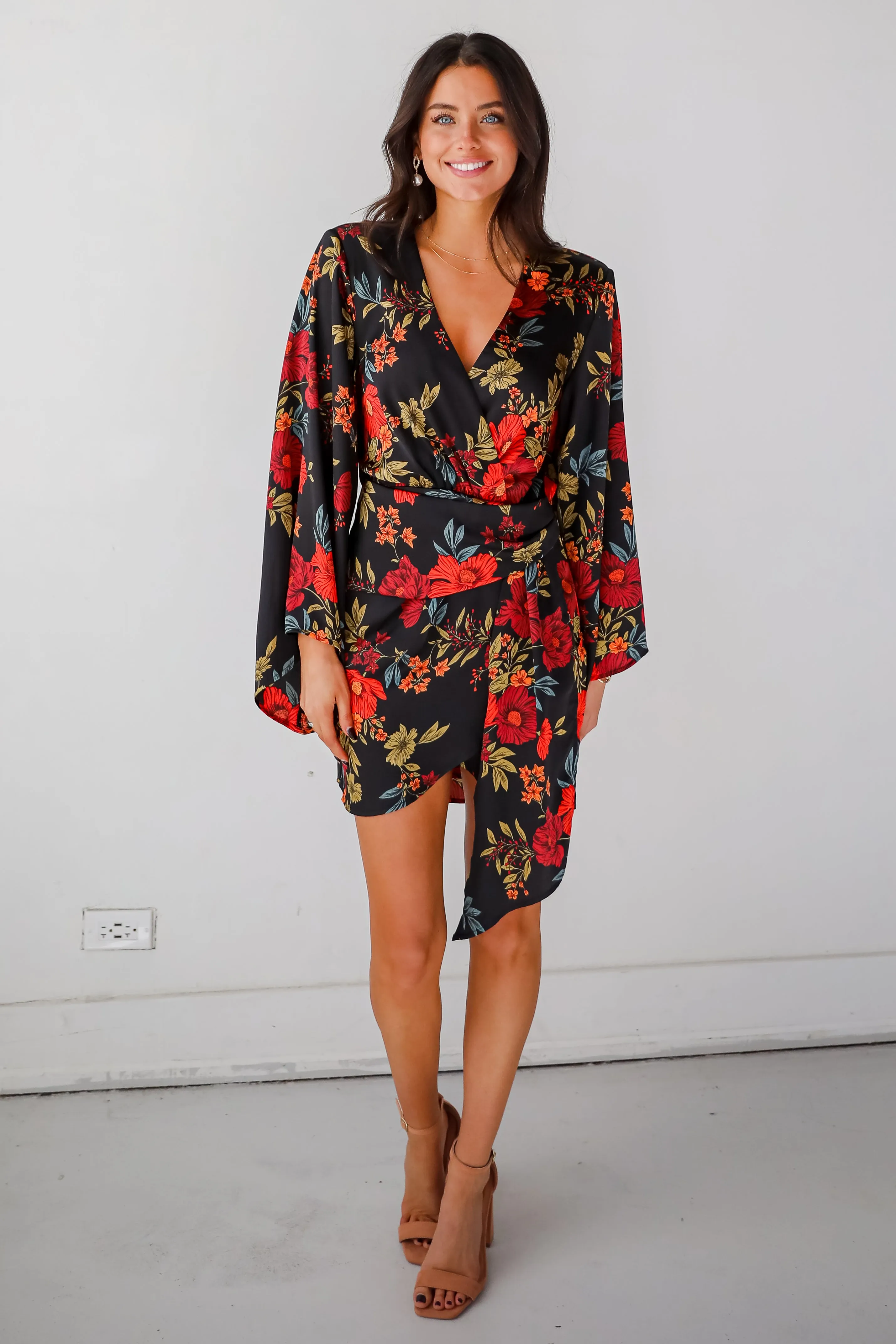 FINAL SALE - Luxurious Statement Black Floral Mini Dress