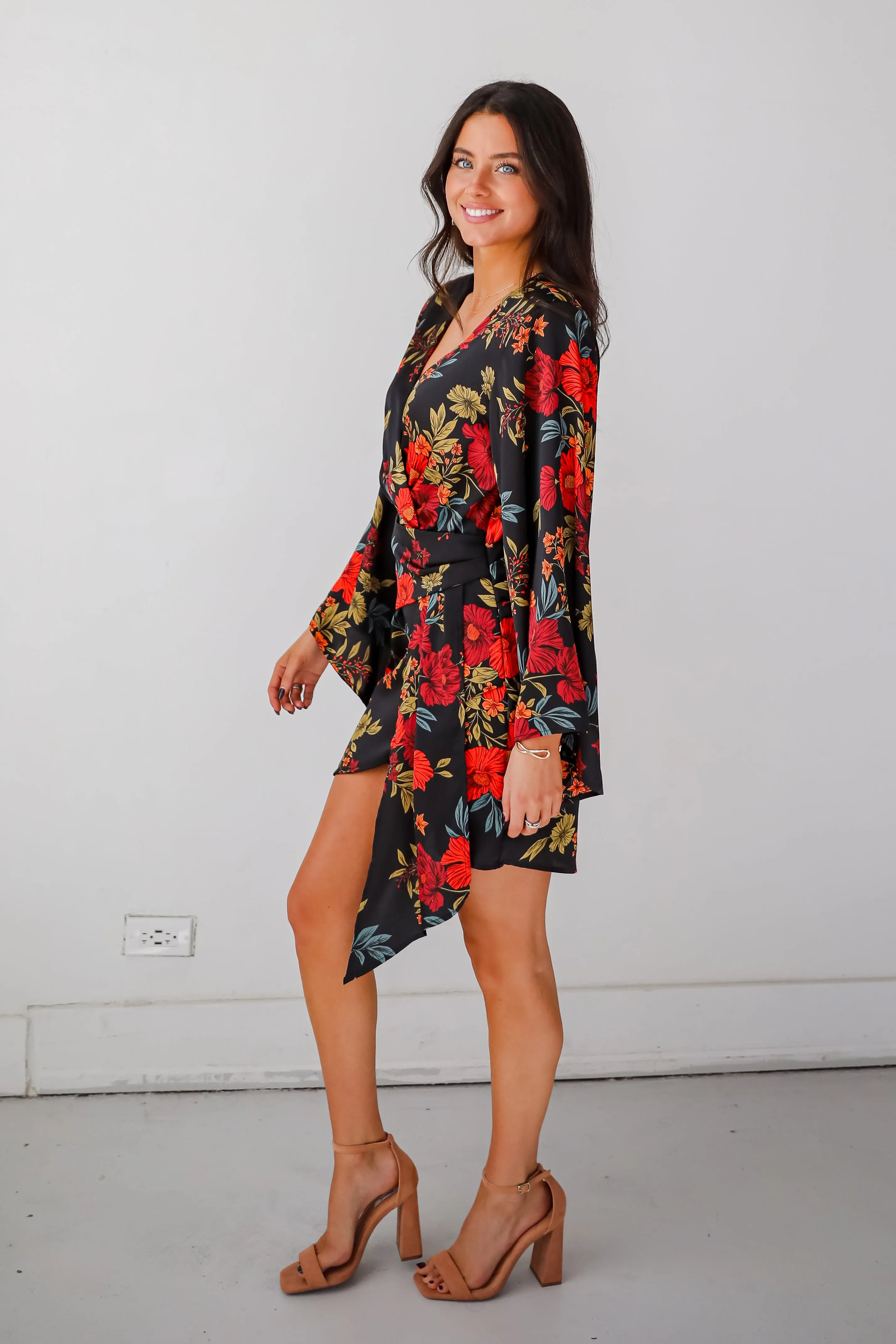 FINAL SALE - Luxurious Statement Black Floral Mini Dress