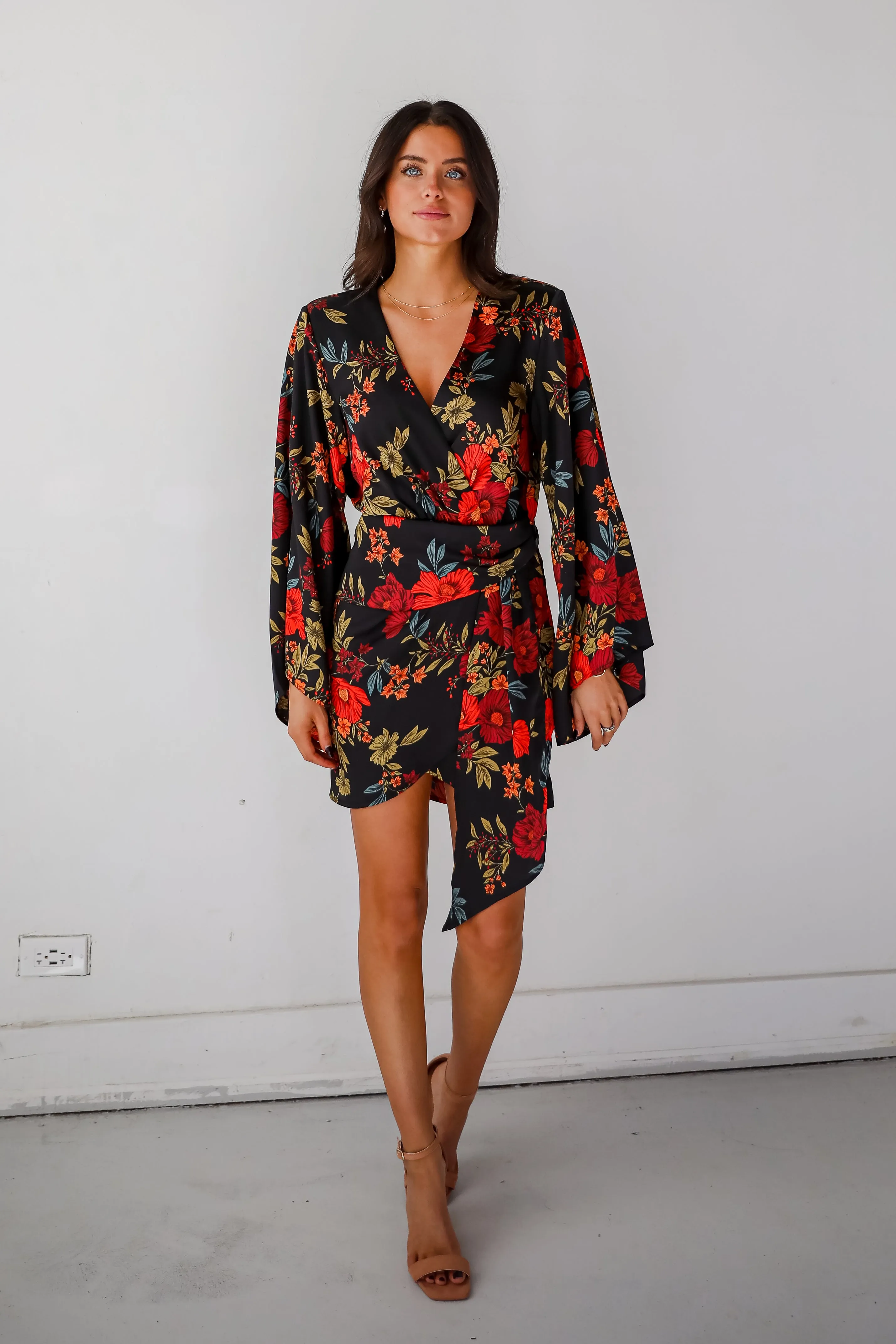 FINAL SALE - Luxurious Statement Black Floral Mini Dress