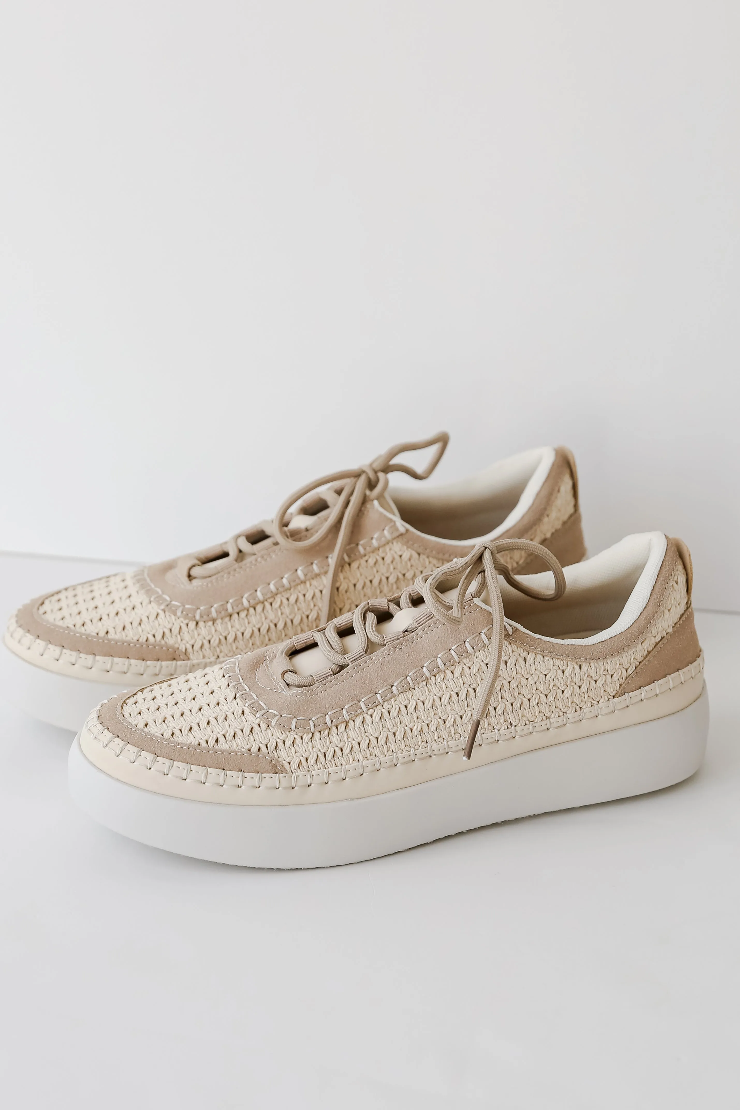 FINAL SALE - Stay On Course Cream Crochet Platform Sneakers