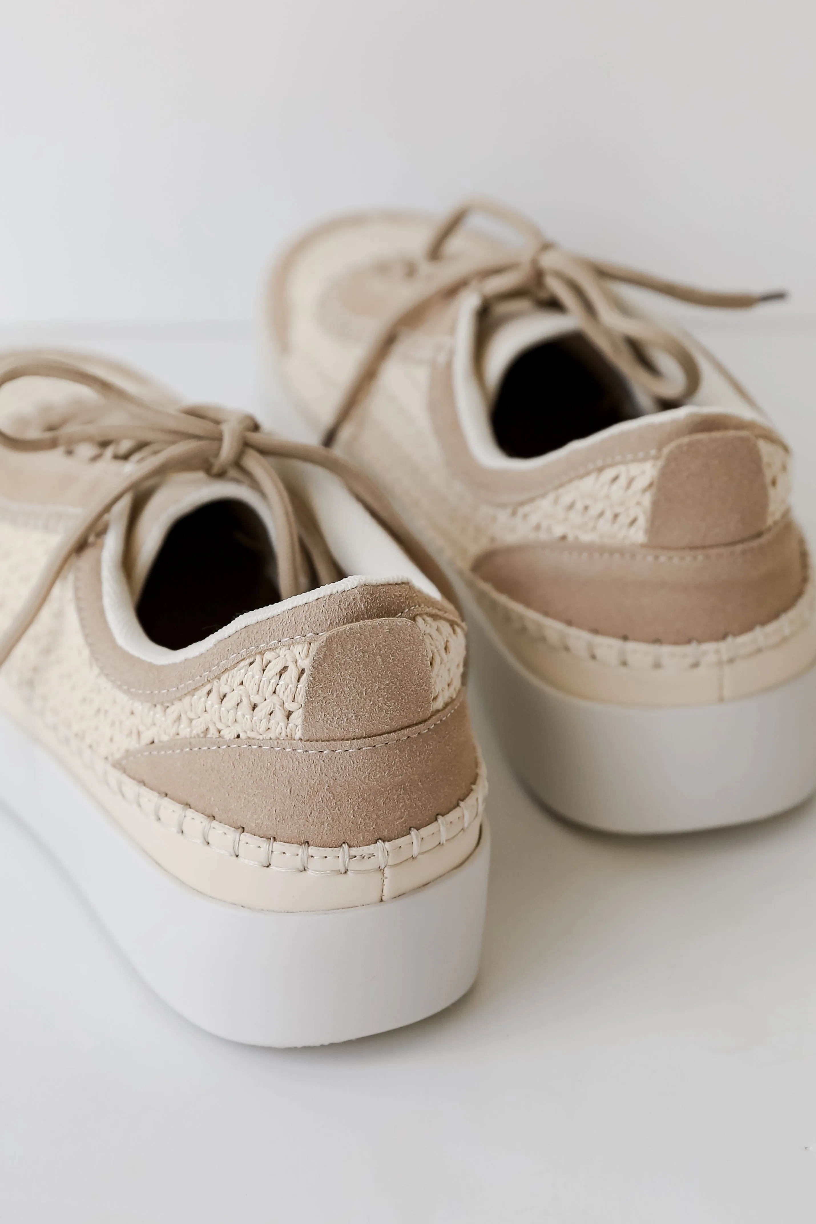 FINAL SALE - Stay On Course Cream Crochet Platform Sneakers