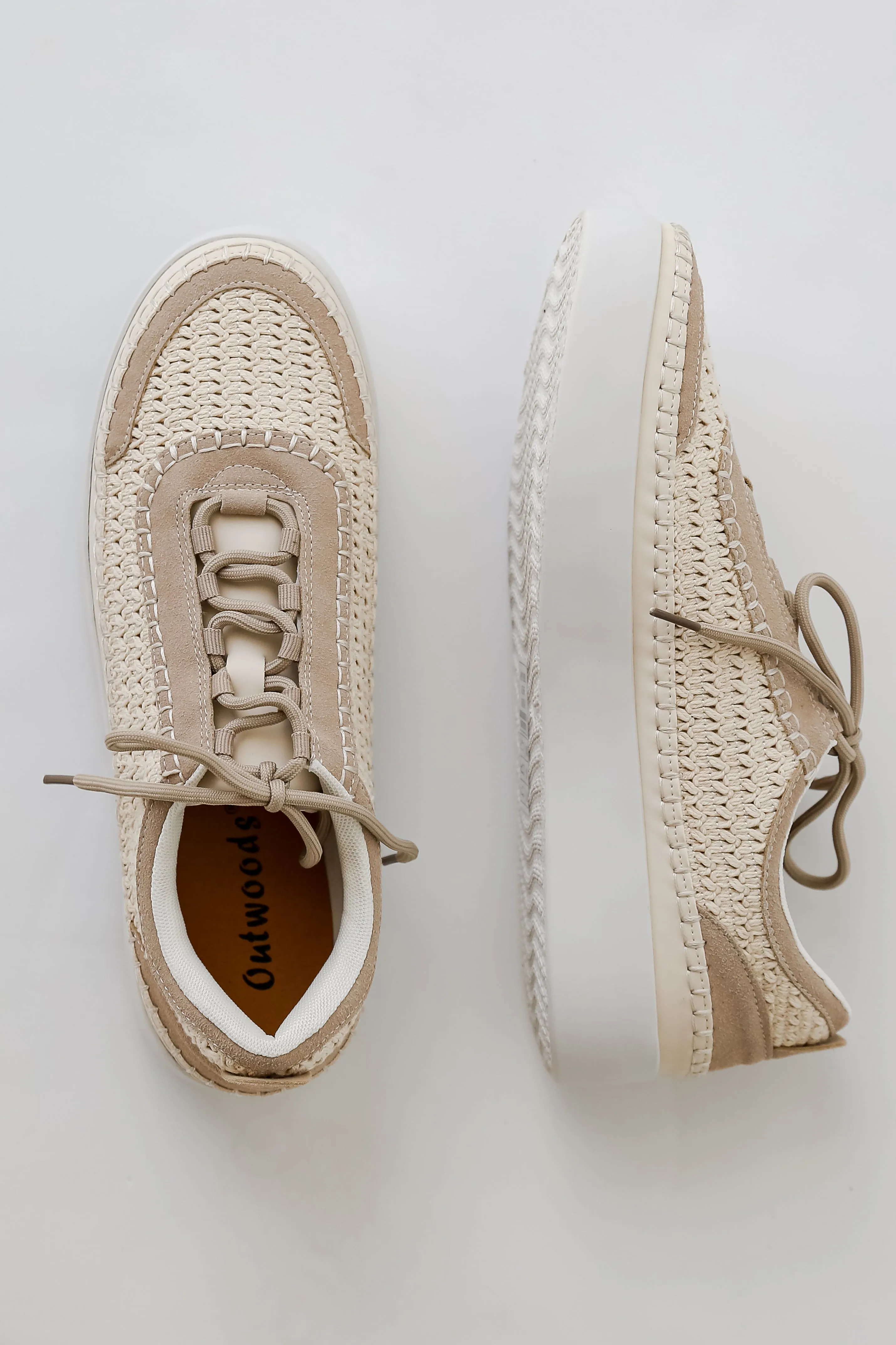 FINAL SALE - Stay On Course Cream Crochet Platform Sneakers