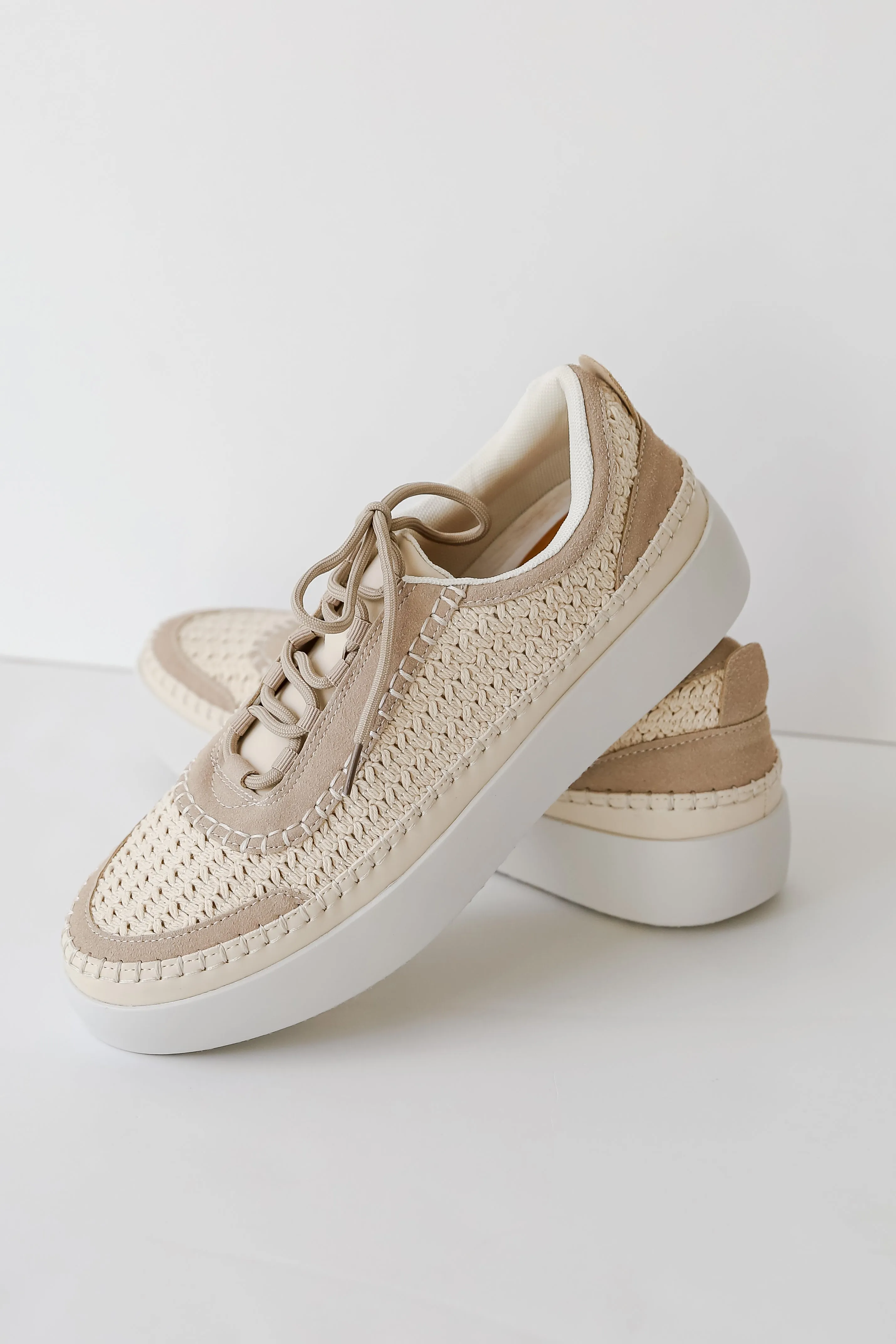 FINAL SALE - Stay On Course Cream Crochet Platform Sneakers