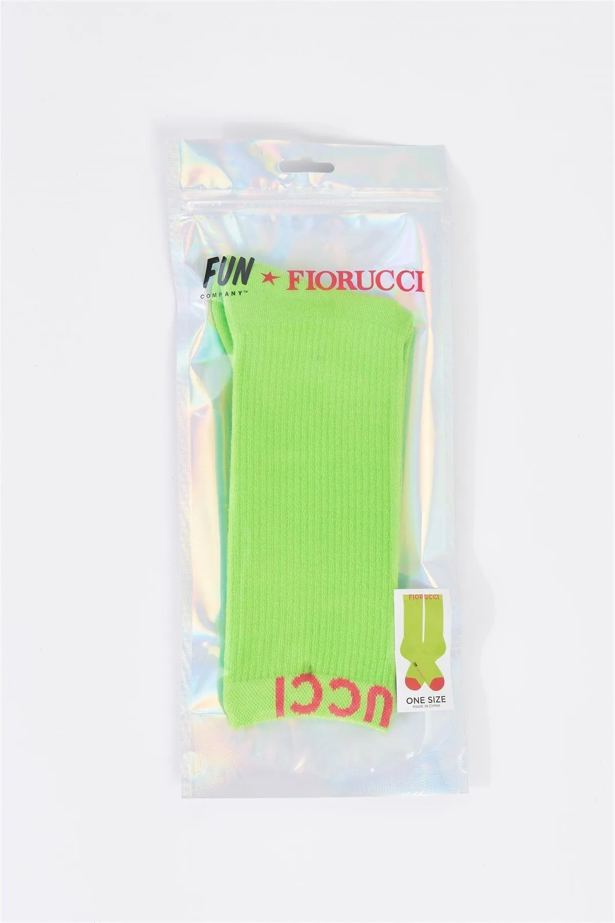 Fiorucci x Fun Neon Green Red Mid Calf Socks