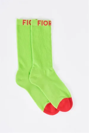 Fiorucci x Fun Neon Green Red Mid Calf Socks