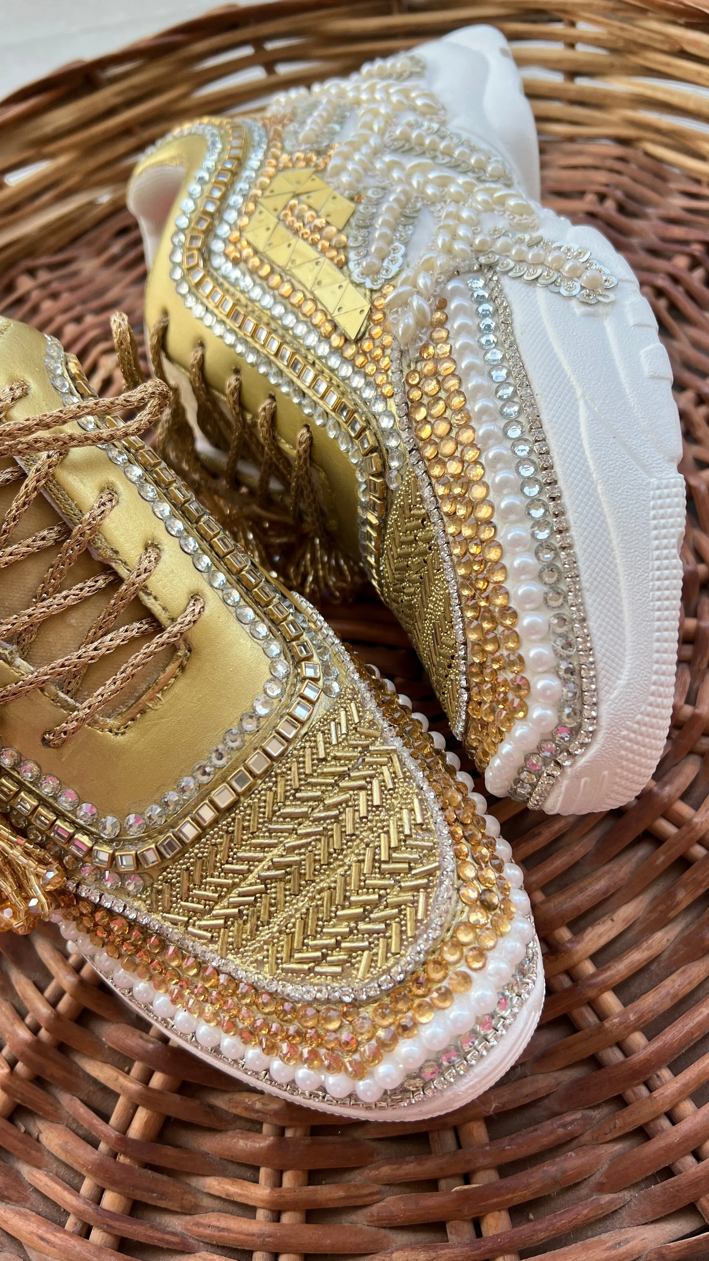 FUNKY N TRENDY gold and silver sneakers for brides / silver sneakers for bridesmaids/ gold sneakers / bridal sneakers / bridesmaid sneakers/ golden hand work sneakers / gold sneakers / embroidered sneakers