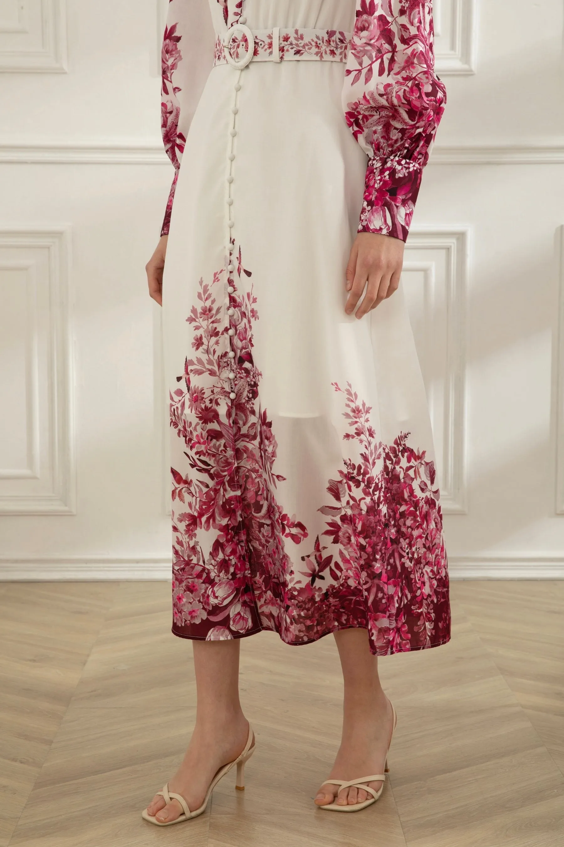 GDS Antinea Belted Long Dress | Rose Red