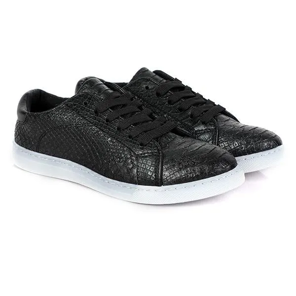 GIRLS CASUAL LACE UP SNEAKERS - BLACK