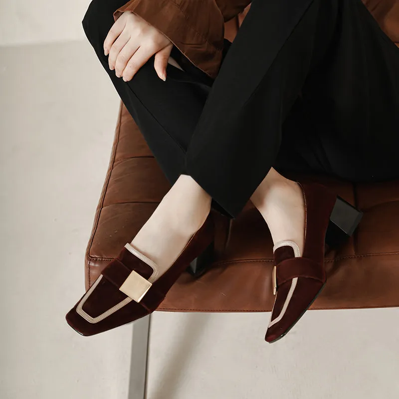 Indy Brown Suede Loafers with Heels