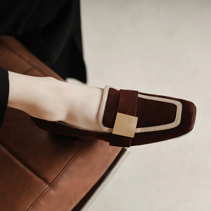 Indy Brown Suede Loafers with Heels