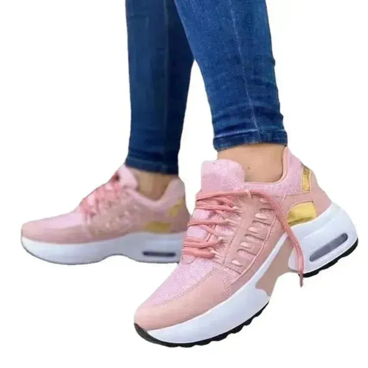 Lace Up Sneakers Women Wedge Heel Running Sports Sneakers Shoes for Women.