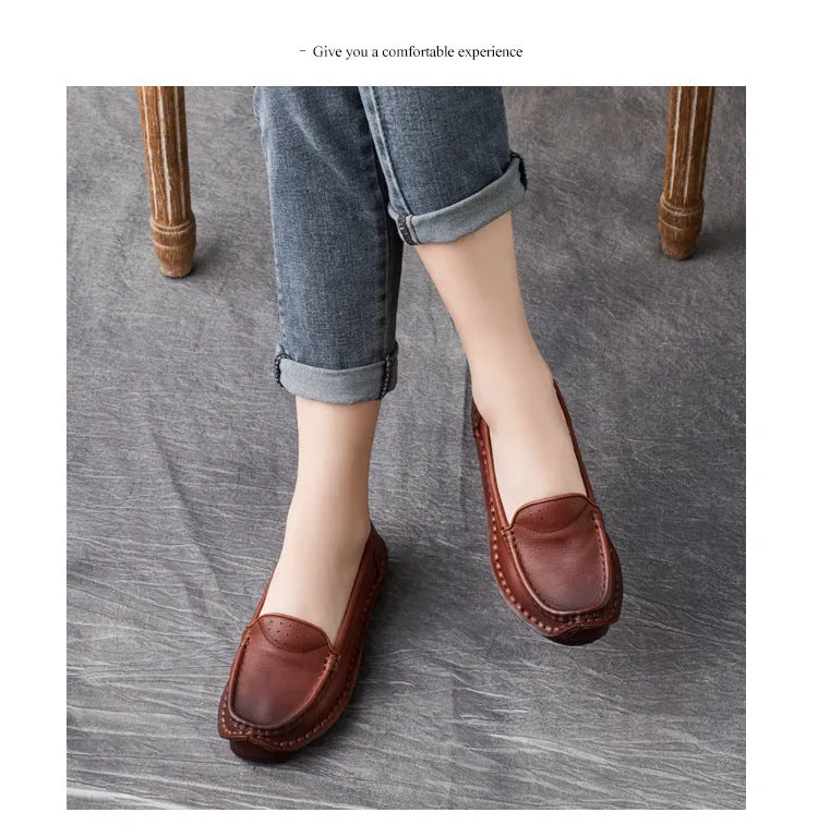 Loafers Shoes for Women Comfortable Soft Soled Leather Handmade