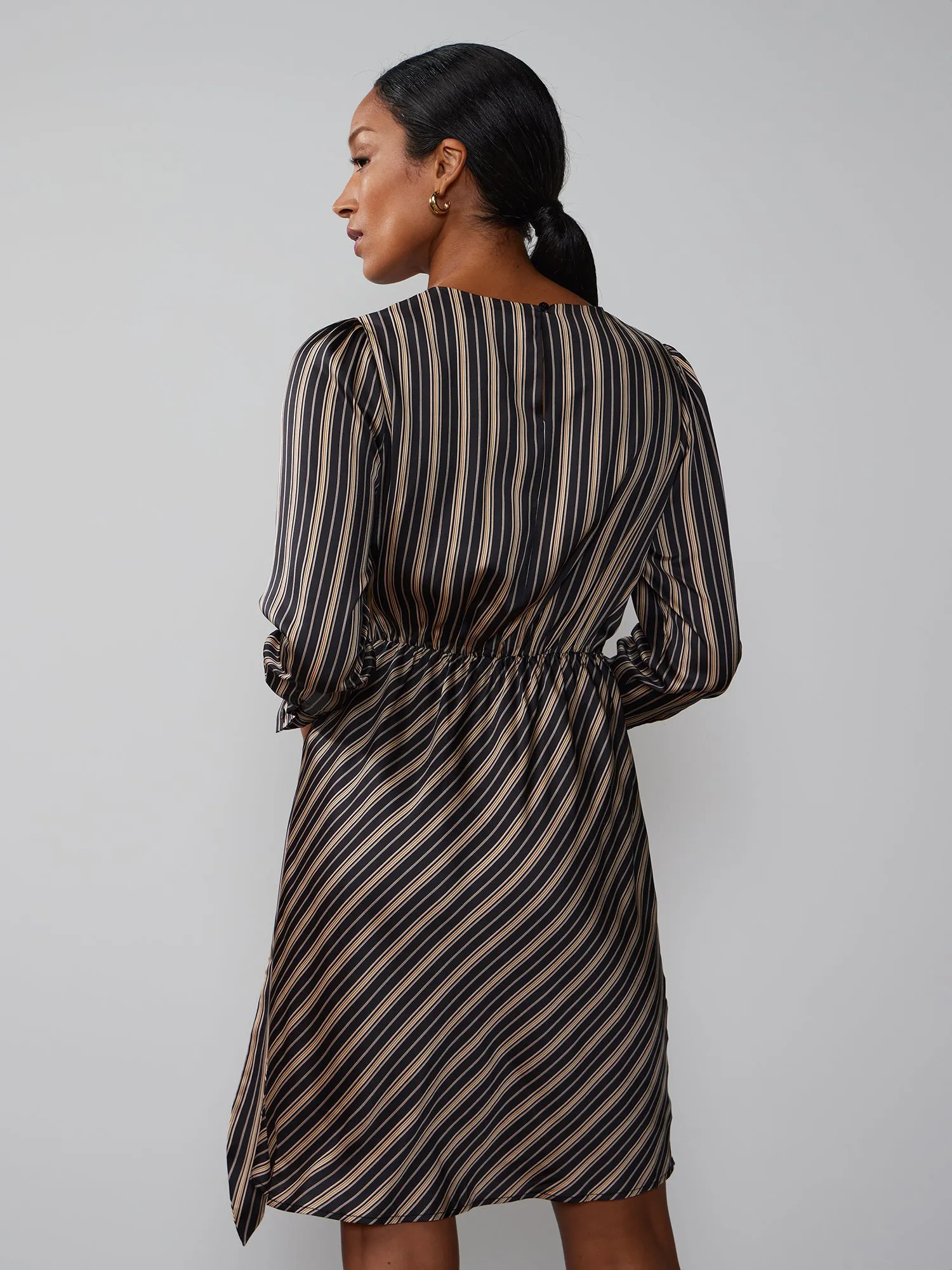 Long Sleeve Crew Neck Striped Dress