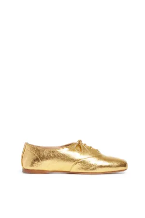 Maya Flat Shoe in Gold Nappa Leather