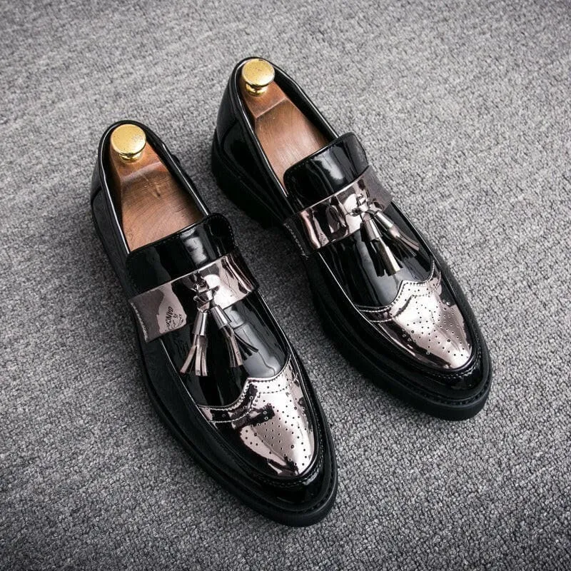 Men's British Style Casual Faux Leather Brogue Loafer Shoes