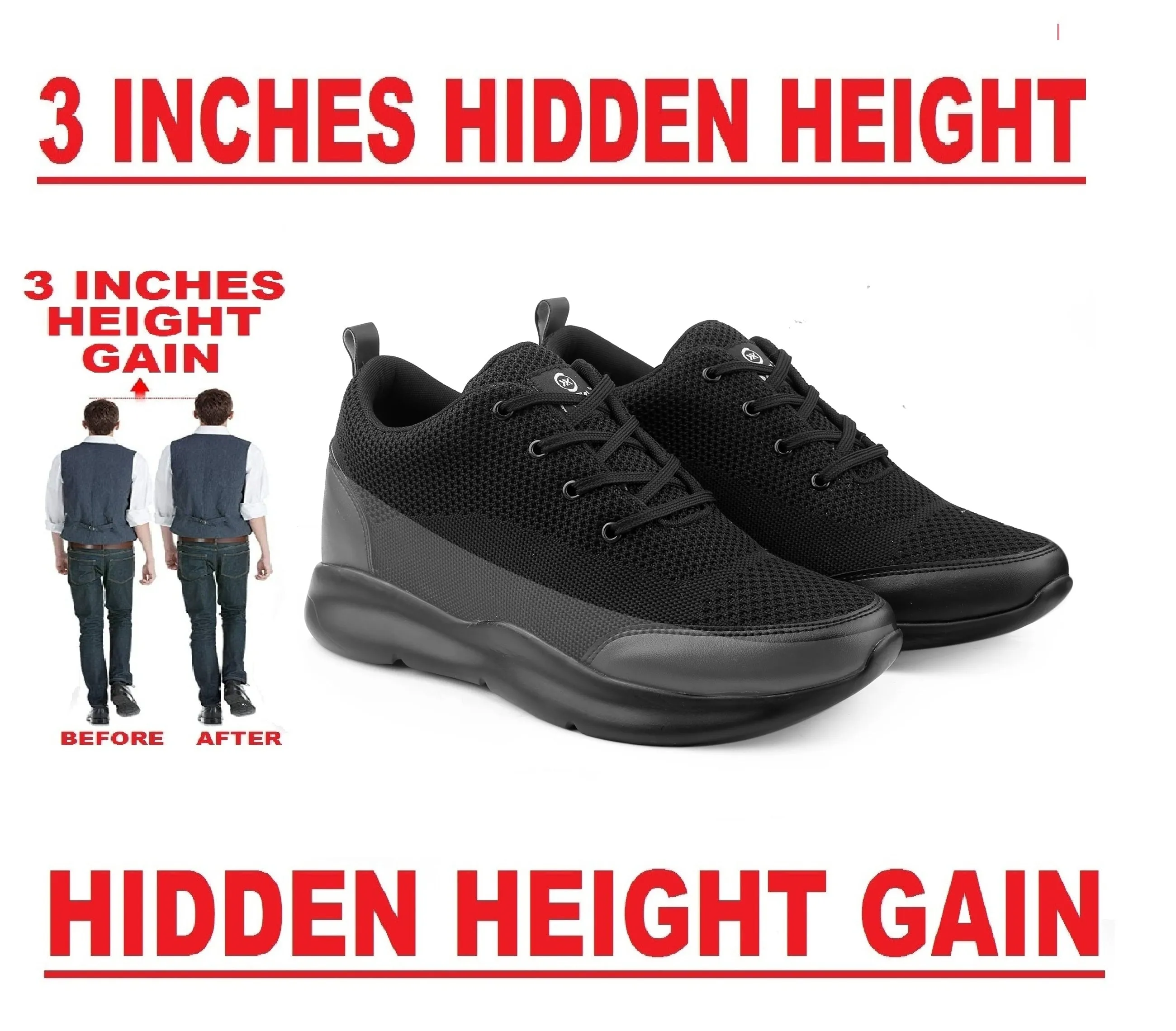 Men's New Stylish Hidden Height Increasing Stylish Casual Sports Lace-Up Shoes