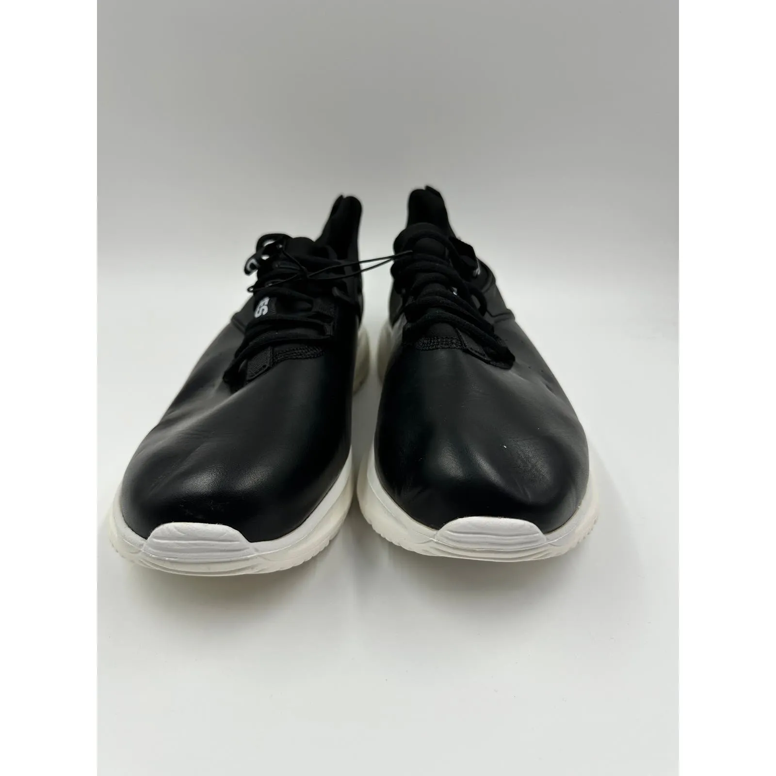 Men's Size 10, Black Synthetic Leather Sneaker with White Ultra Cushion Sole