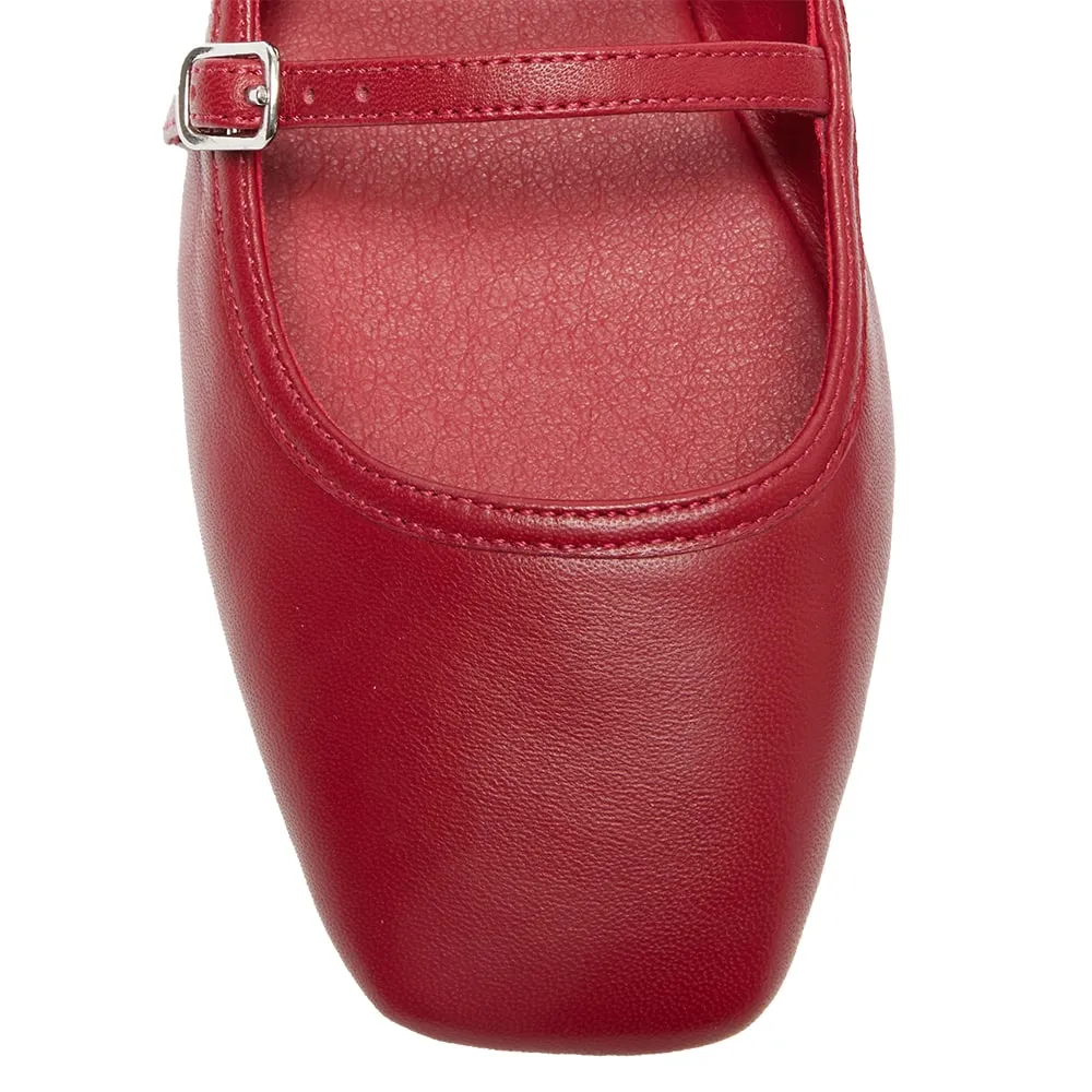 Millie Flat in Red Leather