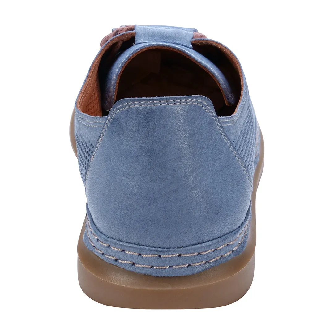 Oscar Blue Hidden Lace Perforated Leather Sneakers