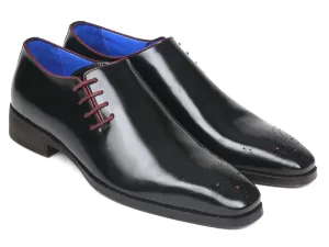 Paul Parkman Black Polished Leather Side Lace Oxfords